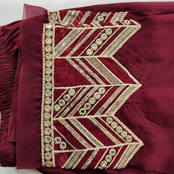 Women's Silk Trouser Pant Mirror Embroidered Sadabahar Designer Pakistani Indian - Picture 7 of 16